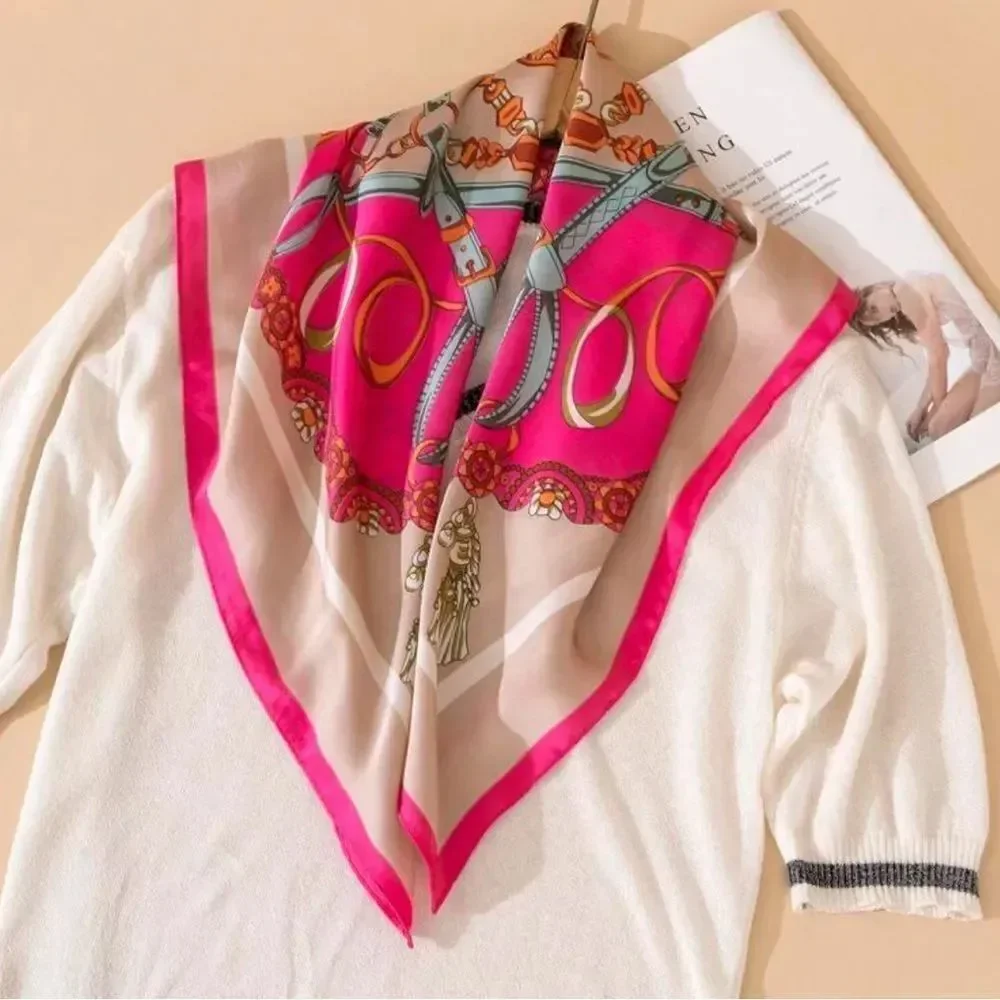 Pink and Cream Printed Scarf A1560